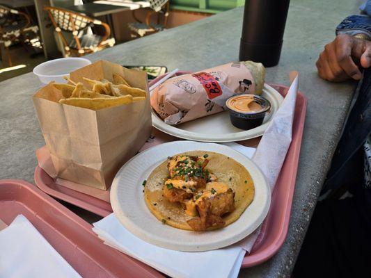 Fried shrimp taco, burrito