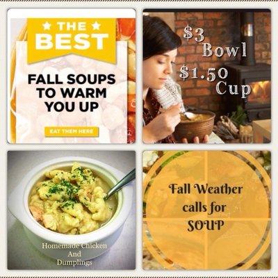Fall and winter soup specials on Friday and Saturday nights