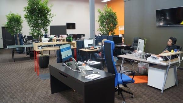 Work desks at DemoChimp headquarters
