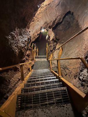Steps inside of the cave to the second half of the tour