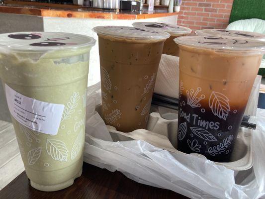Matcha smoothie 3/5, Vietnamese coffee 4/5, Thai Tea 4/5
