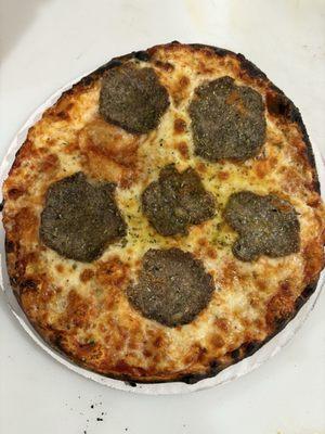 Meatball pizza with garlic and oregano We make the all beef meatballs. Gluten free dairy free italian bread crumbs