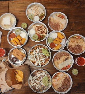 The spread. Burritos are a tad smaller than I thought they would be but overall a good amount of food