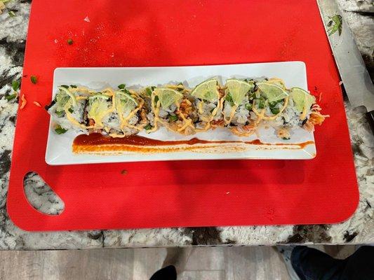 Super yummy spicy crab roll I made!