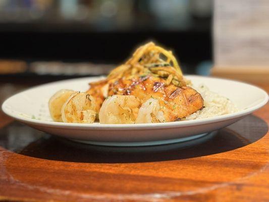 Grill Salmon with shrimp