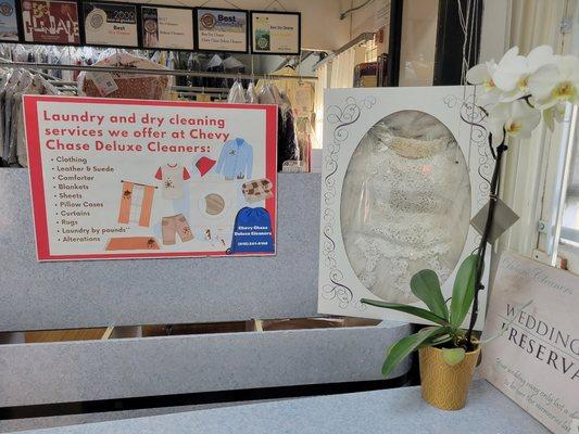 The services we offer at Chevy Chase Deluxe Cleaners!