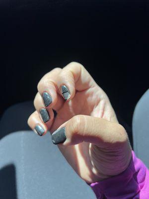 Left hand nail index finger and thumb dip powder chipped away after within 20 hours getting my nails done at JM Nails.