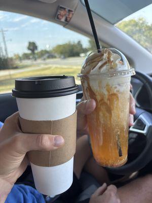 Left is cozy cappuccino and right is the witches redbull