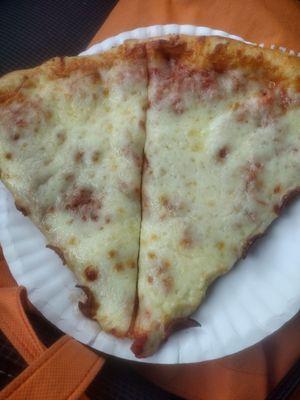 I was happy Plaza pizza had cheese slices. Pizza is good, but needs a little salt. I just add my own, and I'm good to go.