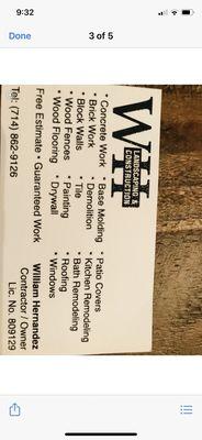 William Hernandez aka W H Landscaping