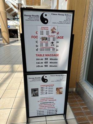 Massage prices