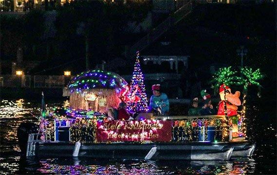 The annual holiday Parade of Lights on Canyon Lake. The only holiday boat parade in the Inland Empire.