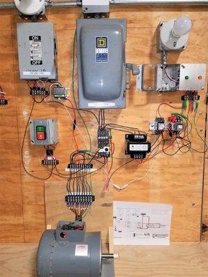 Basic Electricity and Motor Controls lab set up.