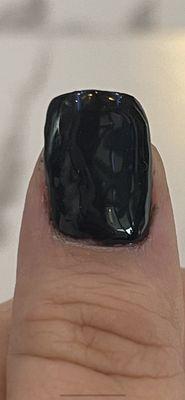 Acrylics with tips and still tried to convince me my thumb looks like this cause it's my natural nail shape???