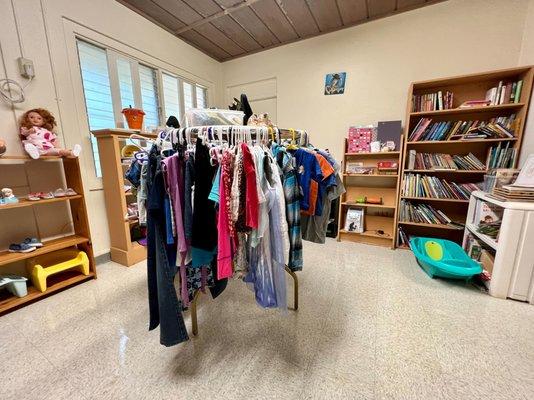 Children's clothes, accessories, toys and books.