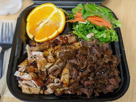 Chicken and beef teriyaki.