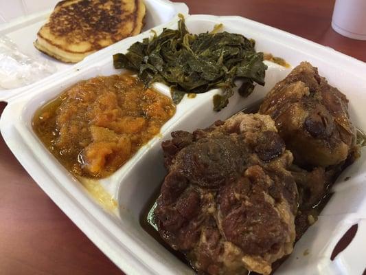 Ox Tail, Yams + Greens - so yummy!