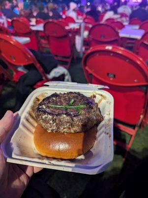 Ordered a hamburger with everything, and got half a bun and a piece of raw meat.