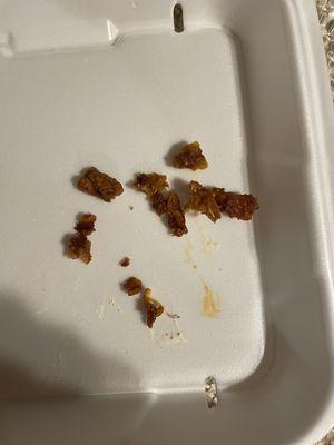 Southwest Fried Chicken wrap with hard chucks of????