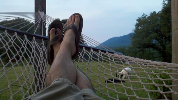 Relaxing on one of the many hammocks; enjoying the view.