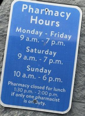 Pharmacy hours.