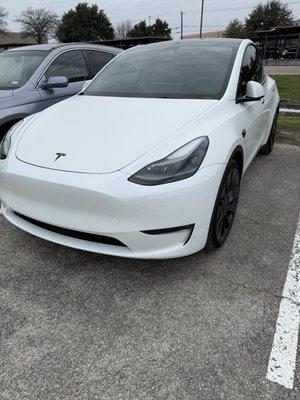 The front bumper was replaced on my Tesla.