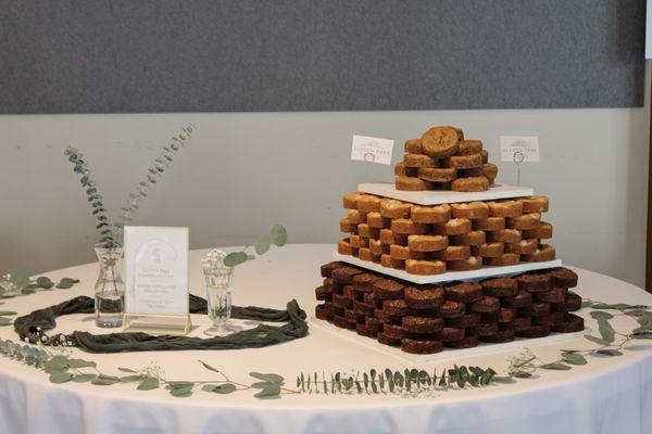 We were very happy with our cookie tower at our wedding. Try the brookies! They are delicious!