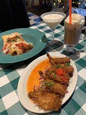 Turkey Pot Pie, Coconut Shrimp, Melted Snowman Martini, Rich Mexican Hot Cocoa