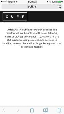 What cuff website says now, before you might not even be able to see this.