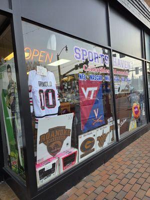Close-up of the store front display window.