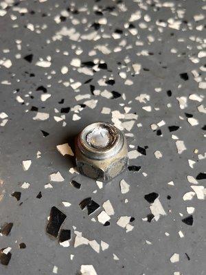 Broken bolt wjth lug nut