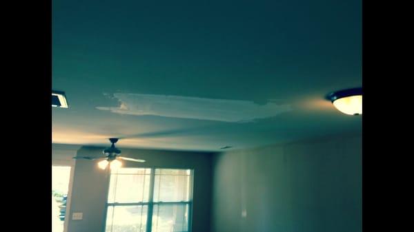 We had a leak in the ceiling. After three maintenance requests this was the result of the finished product.