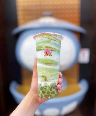 Matcha Tornado with boba