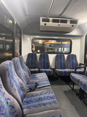 Shuttle leaving parking lot