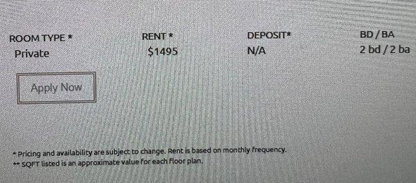 Rent for 2BR is DOUBLE what is posted. The * does not reveal the price is $2,990 for the 2BR.