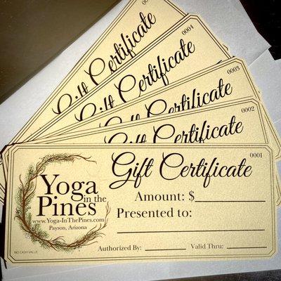 We have gift certificates!!!