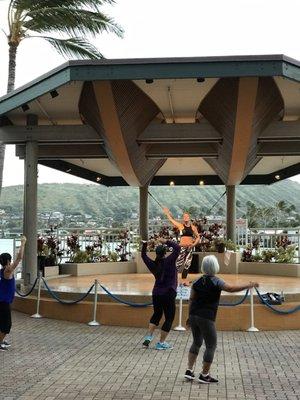 Who does t want to do this outdoors, rocking to great music, fresh breeze and hear Jen's encouragement?