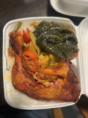 Roasted chicken, rice and veggies. Bomb