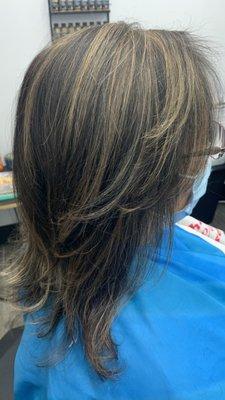 Multi Layered Textured Haircut w/ Root Touch Up & Partial Hi Lights