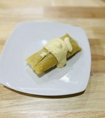 Corn tamale with Salvadoran sour cream