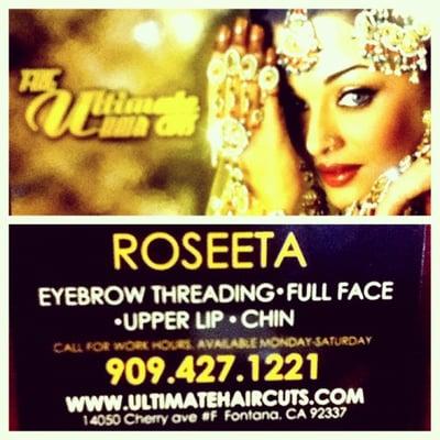 Eyebrow, upper lips, chin, and full face threading. If you want I'll thread your back neck too.