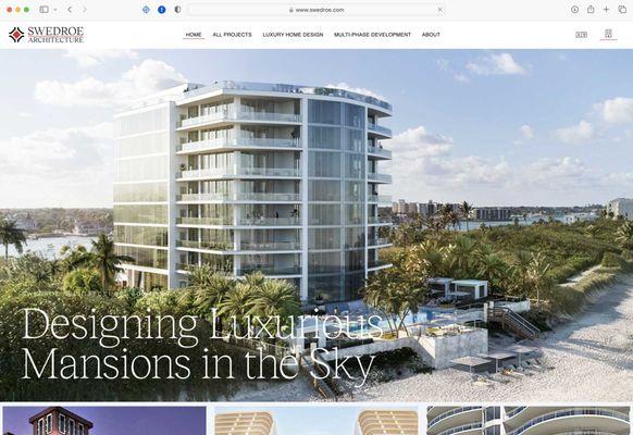 Website design update for Swedroe Architecture in Miami, Florida - swedroe.com
