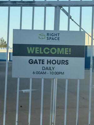 New access hours after there sale to right space.