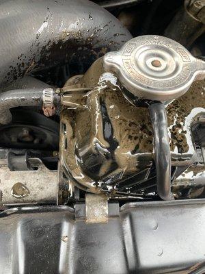 Oil and antifreeze don't mix !