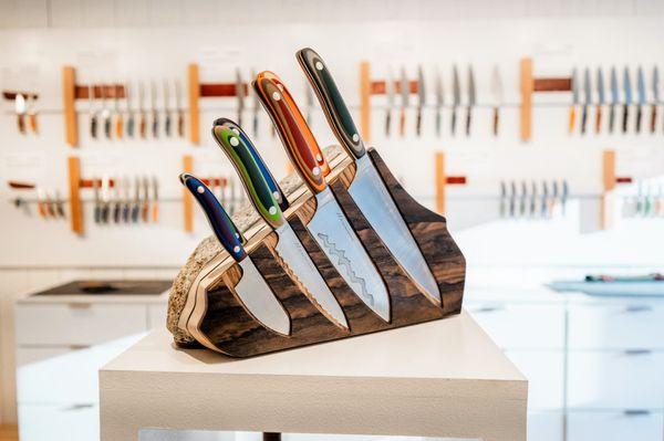 One of a kind rock blocks fuse knives & sculpture.