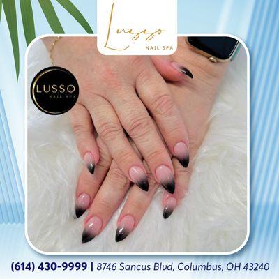 Dive into the sleek elegance of ombre black nails, a modern twist on a classic color that exudes sophistication and style!
