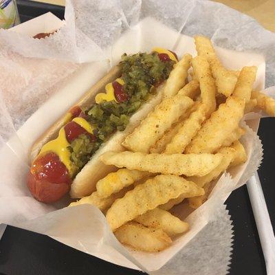 $7.50 for this Nathan's Hot dog, fries, & drink! Not bad for outlet food court pricing!