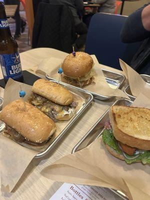 Roast beef sandwich, hot Texan, and turkey.