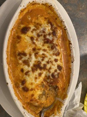 Lasagna with pink sauce