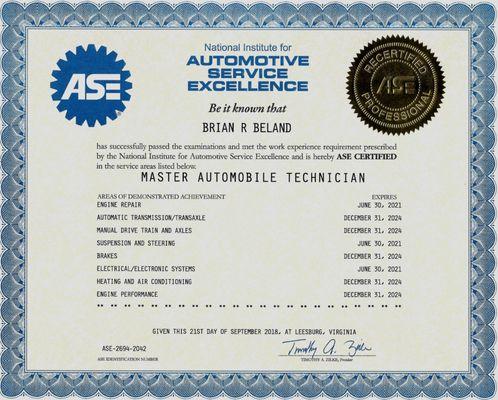 We employ ASE certified technicians for quality repairs on your vehicles.